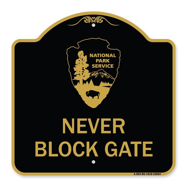 Signmission National Park Service-Permit Parking Only, Black & Gold Aluminum Sign, 18" x 18", BG-1818-23863 A-DES-BG-1818-23863 - main